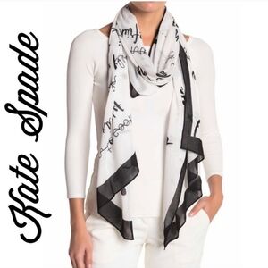 Kate Spade White & Black Oblong Scarf